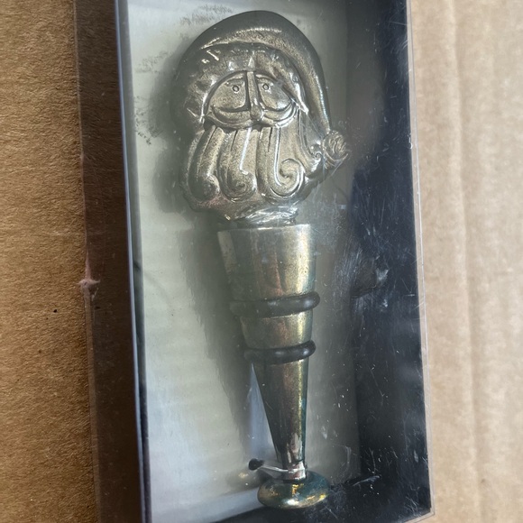 Vintage Old Time Pottery Santa Claus WINE STOPPER New in Box - Picture 3 of 7